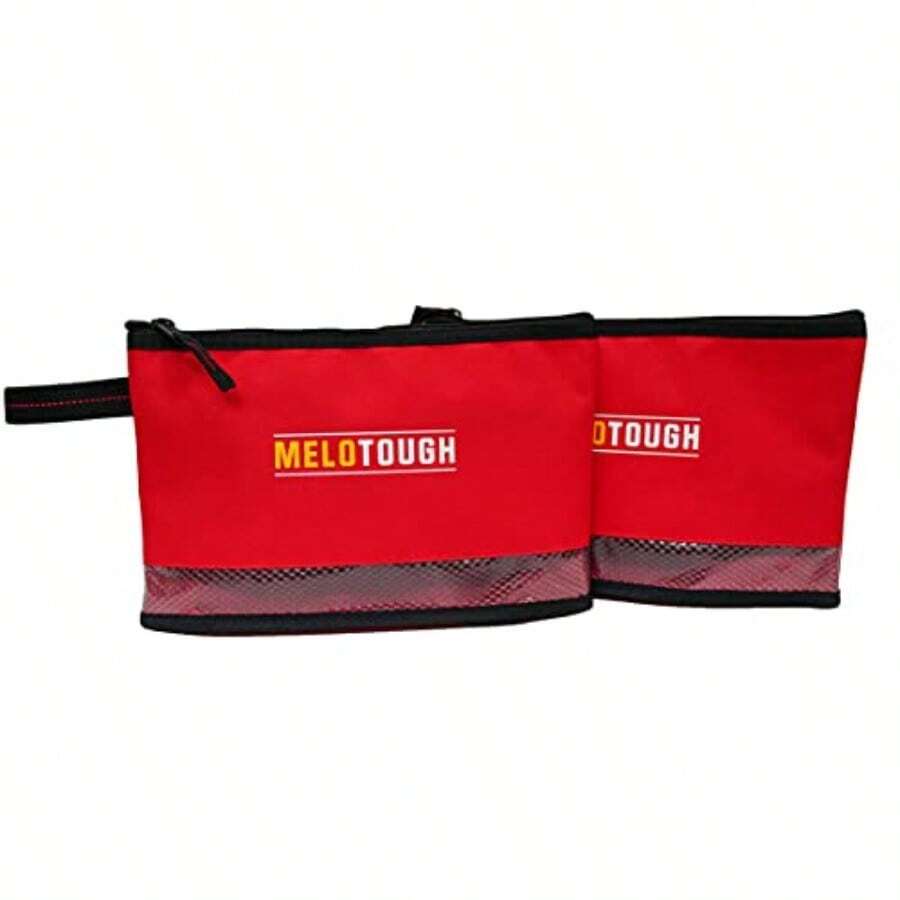 MELOTOUGH - Bolsa de herramientas pequeña con cierre bolsa con cierre organizador de almacenamiento duradero 2 paquetes color rojo - Rojo2unidades - Ver 1