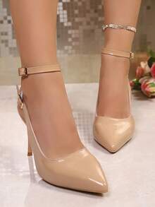 Women's Rivet High Heel Shoes, Thin Heel Strap Roman Sandals, New Summer Dress Shoes - Apricot - View 3