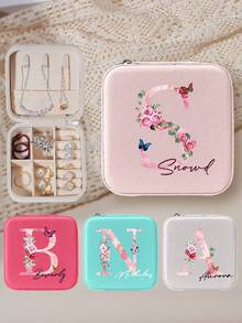 Ayotu Customized Name Jewelry Box - Marble Wreath 26-Letter Custom,Customize With Initials A-Z And Your Name. Portable PU Leather Travel Storage Box, Unisex For Rings/Earrings/Necklaces/Bracelets/Pendants. Stylish, Space-Saving, Multi-Functional Gift For Mom/Girlfriend/Best Friend/Sister - Multicolor - View 7