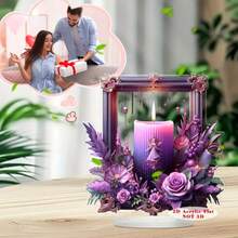 Multi-Functional Purple Prayer Candle Decoration – Perfect For Tabletop Display On Valentine's Day, Ramadan, New Year And Other Festivals, Ideal Holiday Gift, 2D Flat Acrylic Multi-Use Home Decor - Multicolor - View 18