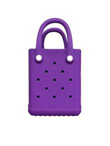 Washable Rubber Beach Bag, Open Tote Bag For Beach, Pool, Sports, Baby Charm Handbag, Mini EVA Beach Tote Bag With Detachable Cartoon Design, Travel Organizer Bag And Accessories, Fashionable Multipurpose Beach Storage Bag, Full Set Of Cartoon Bags, Rubber Beach Bag, Spring/Summer Travel & Camping Tote, Perforated Design, Suitable For Beach, Pool, Travel, Picnic, Daily Use - Durable High-Quality Handbag, Vibrant Colors - Multicolor - View 16