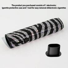 1 Set Luxury Rhinestone Zebra Pattern Protective Case For IQOS ILUMA I ONE & ILUMA ONE, 360° Full Coverage Diamond Zebra Design By Designer Hannah With 6,770 Rhinestones, Includes 1 Replacement Protective Shell Tool - Multicolor - View 15