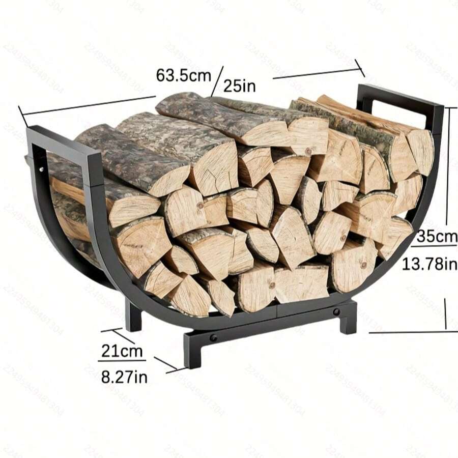 Practical Firewood Storage Rack - Curved Design Holds Multiple Logs, Indoor/Outdoor Use Powder Coated - Suitable For Fireplace, Patio And Deck - Neatly Store Firewood, Sturdy And Durable