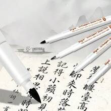 4支装书法毛笔，防水，适用于书写、绘画、素描、剪贴簿、日记——初学者套装，返校必备 - 黑與白 - 查看 2