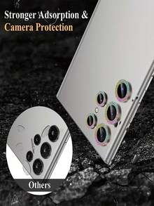 1 Set Silver Camera Lens Protector, Galaxy S25 Ultra Tempered Glass Camera Lens Protector With Shiny Rhinestone Decor, Scratch-Resistant, Waterproof, Shock-Proof Protective Film - Silver - View 5