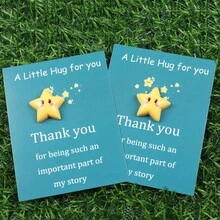 5 Stück inspirierende Thanksgiving Umarmungs-Grußkarten mit Harz-Wunschstern - geeignet für Freunde und Familie, weißes geometrisches Design