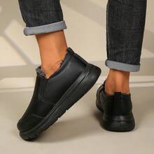 Zapatos de algodón de talla grande para invierno, nuevo estilo, forrados de forro polar, gruesos, ligeros, de suela suave, versátiles, antideslizantes, para papá de mediana edad y ancianos, zapatos cálidos - ST335 - Negro - Ver 5