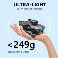 Drone plegable 4K con doble cámara eléctrica ajustable cuadricóptero RC sin escobillas para principiantes con retención de altitud er obstáculos despegue o aterrizaje con una sola tecla-0002 - Grisoscuro - Ver 6