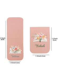 1pc Personalized Custom Magnetic Leather Bookmark, Custom Children's Bookmark, Book And Flower Patterns, Library Bookmark, Personalized Gift, Ladies Bookmark, Custom Bookmark, Teacher Gift Magnetic Name Bookmark, Birthday Flower Bookmark (Can Engrave Name), Gift For Her, Gift For Book Lovers, Bridal Gift, Valentine's Day Gift, Back-To-School Season Gift