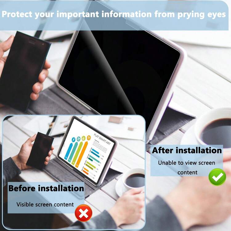 Tangle-Free Tablet Screen Protection Film 1pc Privacy Screen Protector Film Compatible With Ipad Pro 13/ Pro 11 Inch (2024, M4), Anti-Spy Tempered Glass, Scratch-Resistant, Bubble-Free, Applicable Compatible With Ipad Air 11(M3)2025/ Air 13(M3)2025 Privacy Screen Protector, Sensitive Touch, Precise Fit, Easy Installation, Protection For Tablet Mother's Day Gift - 1PCS - View 7