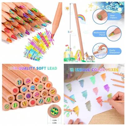 Rainbow Colored Pencils Set Of 12 Pre-Sharpened Multicolor Drawing Pencils For Kids Art Supplies Party Favors Stocking Stuffers