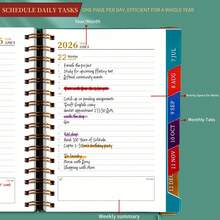 2026 Planner, 320 Thick Pages - Fun Stickers, Spiral Bound, Includes Daily/Weekly/Monthly Schedules | Calendar, New Year Notebook, Student Office Planner, Time Management | College & Student Daily Planner (January To December 2026) - Agenda/Weekly Planner Notebook | Schedules, Agendas, Office Supplies, Business Supplies, Home Goods, Valentine's Day Gifts, Back To School Essentials, Perfect Gift For Family And Friends - Multicolor - View 7