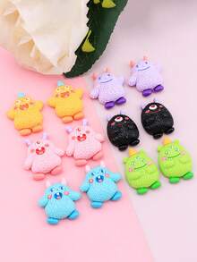 6pcs Cute Cartoon Monster Handmade DIY Cream Gel Phone Case, Hair Clip, Jewelry Accessories - Multicolor - View 6