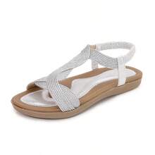 Bohemian Style Fashion Rhinestone Decorated Open Toe Comfortable Women Sandals - Silver - View 12
