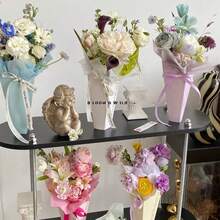 5pcs Creative Paper Hug Bucket Flower Boxes, Single/Multiple Rose Bouquet Packaging Boxes, Flower Arranging Bags, Flower Carrying Bags, Perfect For Valentine's Day, Wedding, Mother's Day, Teacher's Day, Friend Gifts Flower Decoration - Multicolor - View 8