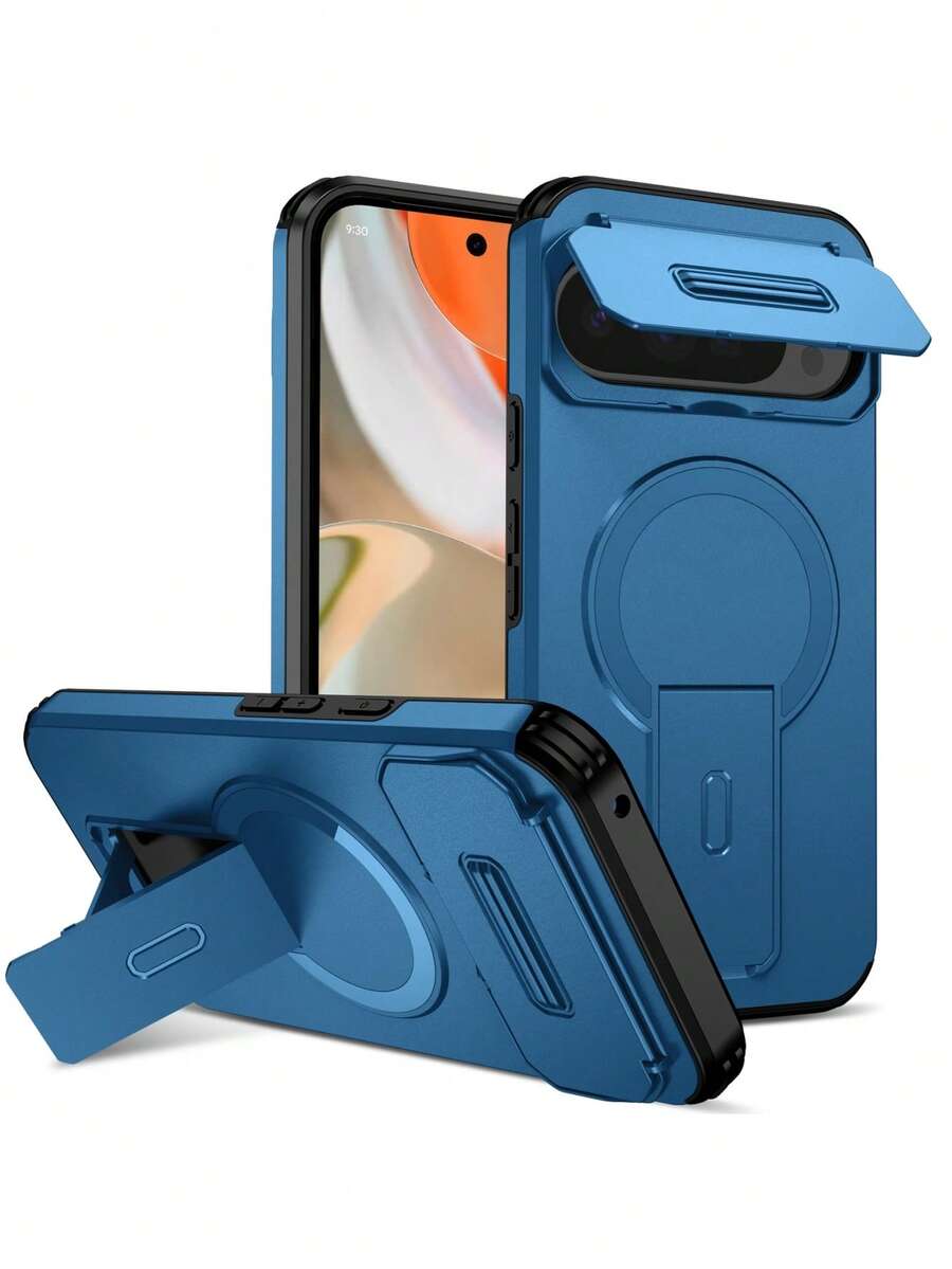 Ốp lưng TPU 2 trong 1 có nắp gập, cửa sổ camera, nam châm, tích hợp sạc không dây cho Pixel 9 Pro XL 10 9 Pro 9A 5G, kiểu dáng thời trang, chống sốc và có chân đế.