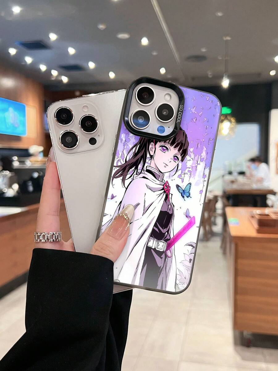 Anime girl with purple eyes and butterflies. This stylish phone case is compatible with iPhone 16, 15, 14 Pro Max, 13, 12, 11, XR, and XS Plus models. Made of TPU silicone, it offers shock and drop protection and a superior feel. It's an ideal gift for family, friends, and loved ones, and a perfect choice for Christmas, - Negro - Ver 1