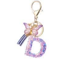 1pc Handmade Crystal Resin Butterfly & Letter Keychain, Tassel Keyring, Small Gift For Wedding, Birthday, Baby Shower, Travel Souvenir, Graduation, Housewarming, Party (5 Styles Available) - Multicolor - View 127