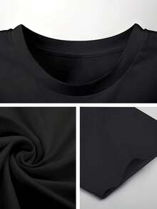 Men's T-Shirt For Women, A Humorous Gift With Four Bottles Of Wine And A Warning About Alcohol - 黑色 - 查看 3