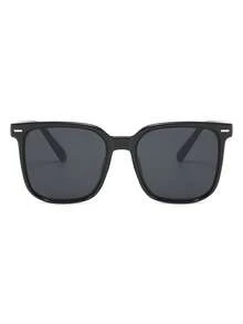 1 Pair Black Square PC Frame Glasses, Minimalist Solid Color Casual Fashion Streetwear - Black - View 5