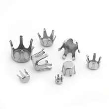 100个/包 不锈钢圆形六爪立方氧化锆爪形杯底托盘，3-10毫米，钢色，适用于珍珠、水晶首饰制作、DIY吊坠配件 - 圓形六爪珠帽 - 查看 7