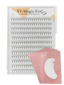 一盒240片假睫毛套装，卷度C/D/L/M/L+，6D，粗细0.07mm，尖细预制睫毛簇，附赠10片眼贴，可DIY打造自然轻盈、纤细柔软的睫毛，适合日常、派对、音乐节等场合。 - 黑色 - 查看 11