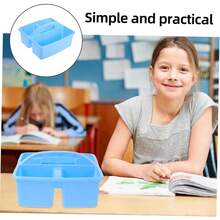 Organizador De Aula con Compartimentos Portátil para Material De Arte y Oficina - celeste - Ver 5