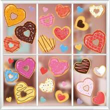 1 Set Heart & Donut Scene Stickers, Removable Decals For Bedroom, Windows, Kids Room, Home Decor, Suitable For Valentine's Day, Wedding, Birthday - Multicolor - View 5