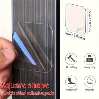 100pcs Super Strong Double-Sided Tape, Transparent No Drilling Or Nails Needed, Suitable For Plastic, Glass, Metal, Stone, Drywall And More Surfaces