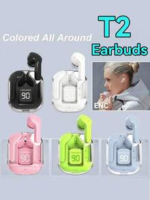 Auriculares inalámbricos TWS con cancelación de ruido, compatibles con todos los teléfonos inteligentes, auriculares inalámbricos HiFi de latencia baja universal con puerto Tipo-C, control táctil y vida útil de la batería extra larga - Perfecto para gamers y estilos de vida activos. Calidad de sonido Hi-Fi, auriculares inalámbricos resistentes al agua: auriculares deportivos para juegos con batería de 150mAh de larga duración. - Unitalla - Ver 2