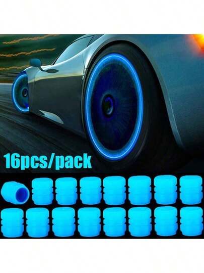 16pcs Glow-In-The-Dark Valve Stem Caps, Suitable As Small Gifts For Boyfriends, Family Members