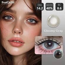 FRESH LADY 1 Pair Freshlady Contact Lens 14.20mm Colored Contact Lenses 2pcs Yearly Disposable, 40%Water, Brown/Grey, Suitable For Eye Makeup And Beauty Enhancement, Christmas - 0 - View 10