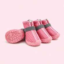 4pcs Set, Random Pattern, Waterproof Breathable Pet Dog Shoes, Anti-Slip Protective Outdoor Foot Covers For Teddy, Poodle And Other Small Dogs, All Seasons