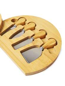 1 Set Mini Personal Charcuterie & Cheese Board Set With Tray - 6 Inch Appetizer Platter, Includes Utensils, Bamboo, Wedding, Bridal Shower, Baby Shower Gift Set - Multicolor - View 2