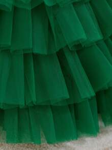 Rochie de printesă pufoasă, drăguță, fără mâneci, cu paiete florale 3D, pentru bebeluși, pentru fetițe, potrivită pentru petreceri de ziua de naștere, reuniuni de familie, ieșiri în oraș, nu include bentiță - Verde inchis - Vizualizare 8