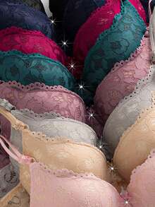 8pcs Women's Lace Bra Set With Underwire Support - Mixed Color Combination - Multicolor - View 6