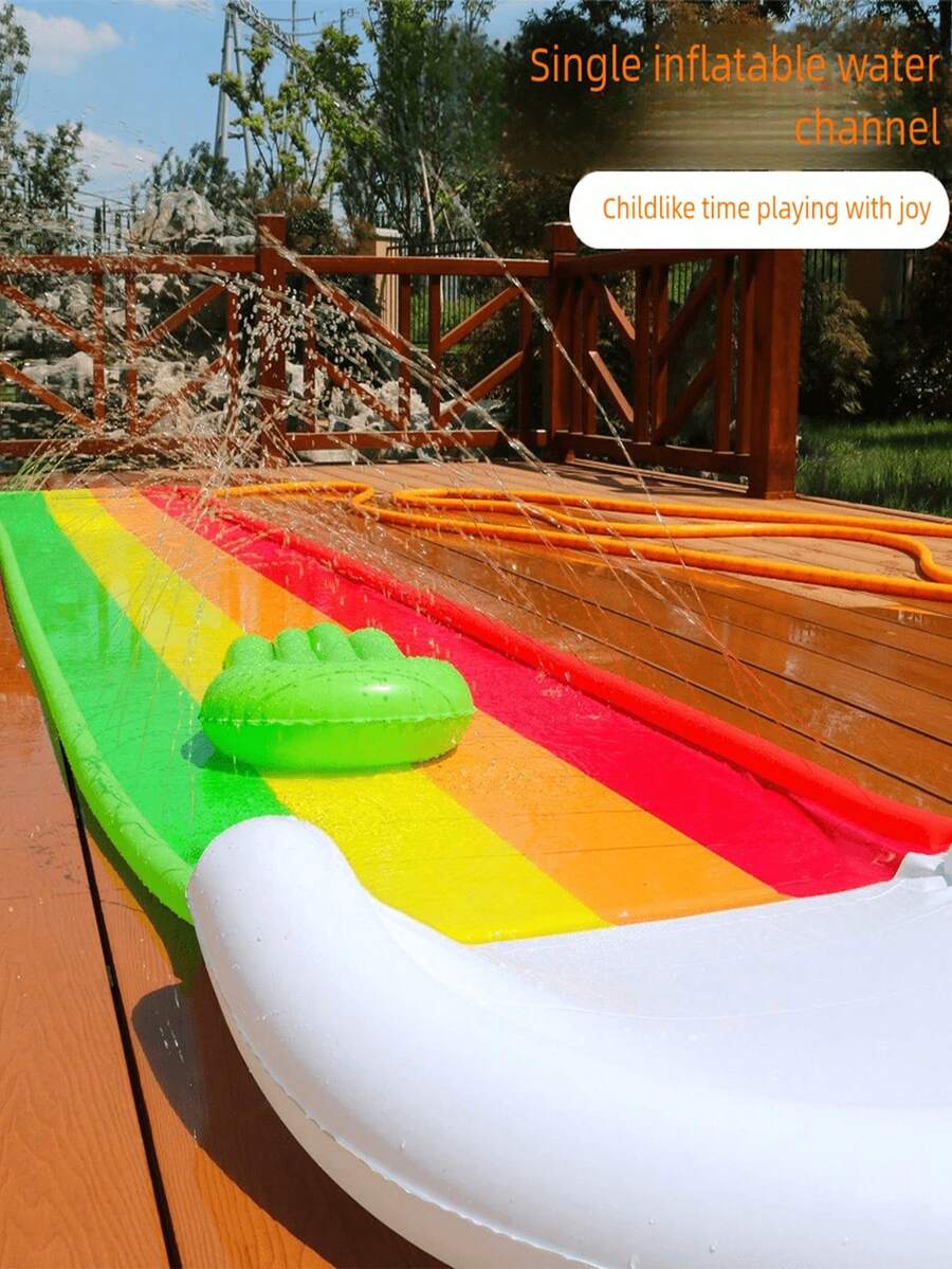 PVC Inflatable Water Slide, Water Surfboard, Outdoor Single/Double Water Spray Slide - Multicolor - View 1