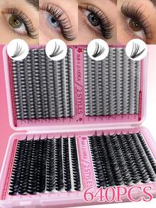 640 Stück individuelle Wimpernverlängerungen, 10D + 20D + 30D + 40D / 30D + 40D + 50D + 60D / 50D + 60D + 80D + 100D DIY Set, 640 individuelle Wimpernverlängerungen, großes Set mit verlängerter Länge, multifunktionale gemischte Wimpernverlängerungen, 8 Dichteopionen verfügbar. Die Wimpernverlängerungen sind geeignet für den täglichen Gebrauch, Hochzeiten, Dates, Partys, Musikfestivals, Halloween und andere Anlässe. - D - Übersicht 7