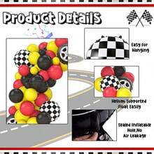 112件套赛车主题气球拱门花环套装，怪兽卡车生日派对用品，汽车主题生日装饰套装 - 彩色 - 查看 5