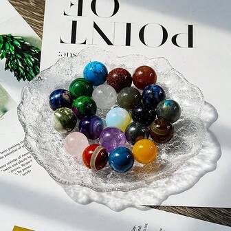 20mm kristallkulset, agat-jadestensfärdekor