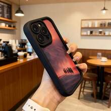Cubierta de teléfono con borde negro diseño de atardecer con jinetes en el desierto para uso diario y viajes,Aplicable a los teléfonos de la serie Apple y Galaxy - Negro - Ver 6