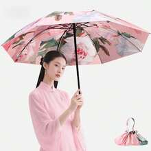 1 pieza Paraguas con doble capa impermeable y protección UV - Duradero, impermeable, a prueba de viento con recubrimiento negro de moda