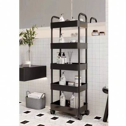 三层带把手滚动储物推车 - 多功能落地式置物架，厨房和浴室收纳的理想之选，可移动沥水架，适合节日聚会、返校季、新年计划等场合，时尚实用，适合各种家居风格，兼具功能性和优雅气质，是感恩节、圣诞节和情人节的完美礼物。