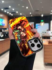 Burning flames animated character holding fiery sword. This stylish phone case is compatible with iPhone 16, 15, 14 Pro Max, 13, 12, 11, XR, and XS Plus models. Made of TPU silicone, it offers shock and drop protection and a superior feel. It's an ideal gift for family, friends, and loved ones, and a perfect choice for Christmas, - Negro - Ver 4