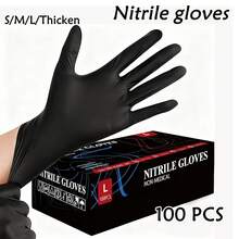 100pcs Back Powder-Free Nitrile Gloves - Latex-Free, Durable & Waterproof For Kitchen Cleaning, Tattoos, Hair Dye, Pet Care & Beauty Salons ﻿ - S - View 1