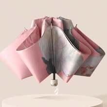 1 pieza Paraguas con doble capa impermeable y protección UV - Duradero, impermeable, a prueba de viento con recubrimiento negro de moda