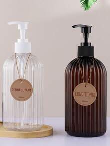 500毫升（白色、棕色、透明、黑色）条纹皂液瓶，可重复灌装皂液器，适用于洗发水、护发素、洗手液和洗洁精，16盎司洗手液和洗洁精套装，适用于浴室、卧室、办公室、厨房水槽、旅行、洗衣房、沙龙、酒店、餐厅、水疗中心等。 - 彩色 - 查看 10