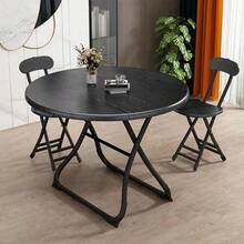 Conjunto de mesa y sillas plegablesSet de Mesa Redonda Plegable - Mesa Portátil para Interior y Exterior con Marco de Metal Resistente Mesa Versátil Ajustable para Terraza Jardín Comedor y Eventos Sillas no incluidas 68 * 68 * 75 - negro - Ver 1