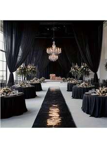 1片多色DIY薄纱面料，适用于新娘头饰、蚊帐、缝纫、摄影背景、婚礼装饰、派对、生日、家居装饰、户外等场合。 - 黑色 - 查看 5