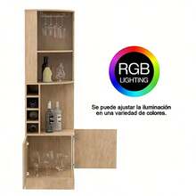Mueble Bar Esquinero Con Almacén Para Botellas Y Copas 180cm - Multicolor - Ver 4